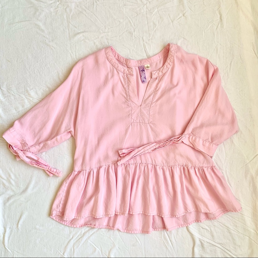Romantic Flowy Tie Sleeve Blouse